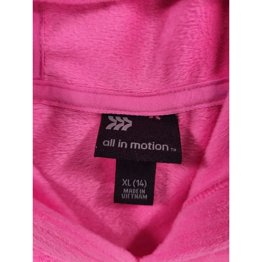 All In Motion Girls XL 14 Pink Ribbed Fleece Hoodie & Pants Matching Set 2pc